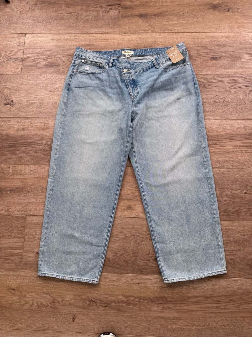 Madewell Low-Slung Straight Criss-Cross Waist Jeans 18W Light Wash NWT - Picture 2 of 14